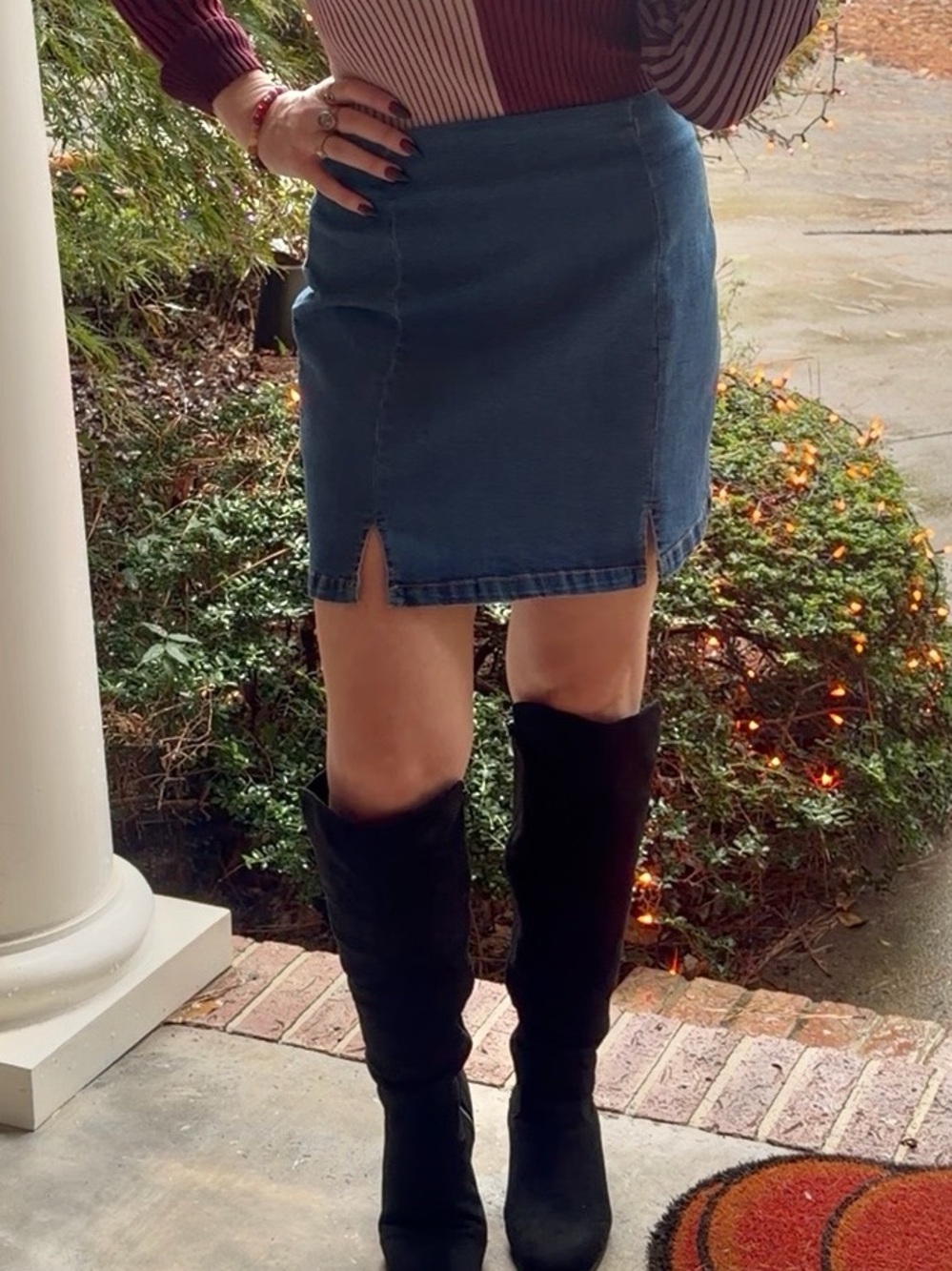 Classic Denim Mini Skirt | Dark Wash High Waist | size M - Picture 3 of 5